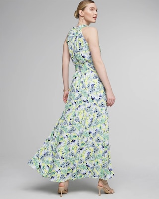 【maison celon】lace belted halter dress Petite Sleeveless Belted Halter Maxi Dress | White House